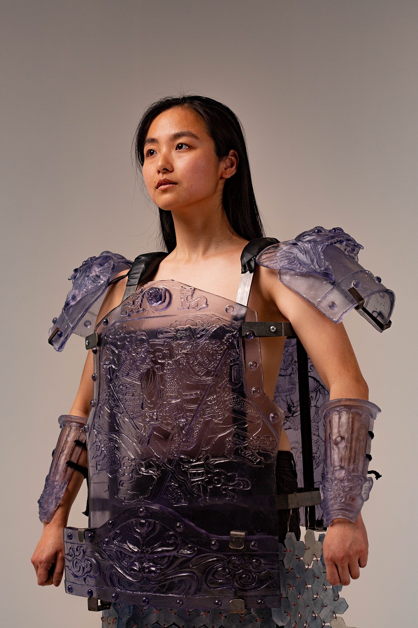 NC Qin, “Glass Armour”, 2020, cast Blackwood Crystal, cast soda lime-glass and steel. Photographer: Pascual